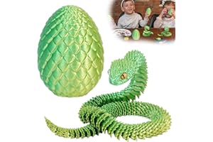 XehCaol 3D-gedruckte Schlange Bewegliche Schlange Zappelspielzeug 3D Schlange mit Ei Ostergeschenke Schlangenfiguren Ostern Flexible Schlangeneier Heim Büro Dekor (Green)