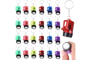 JSMTKJ Confezione da 24 mini Torce Elettriche, Portachiavi a Forma di Torcia Elettrica mini Lampada Pratico Giocattolo 4cm Piccola Torcia LED per Bambini Co-regalo, Campeggio, All'aperto