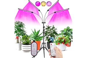 COKOLILA Lamparas LED Cultivo, 80w Lámpara de Crecimiento LED con Soporte, Luces LED Cultivo Espectro Completo de Regulable y 360°Ajuste, con FunciónTemporizador, para Jardinería Bonsai