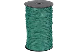 sourcing map 5mm Polypropylene Rope Braided Ropes, 100m Nylon Rope Hollow Utility Cord for Clothesline, Camping, Hiking, Outdoor, Ink Green