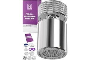 M. ROSENFELD HOME Strahlregler Wasserhahn Aufsatz Schwenkbar & Drehbar – Wasserhahn Sieb für Küche und Bad – flexible Wasserhahnverlängerung Aufsatz
