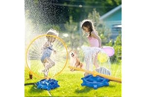 CLEMAS Fontaine d'eau Amusante - Arroseur 2-en-1 Extérieur : Jouets Estivaux pour Enfants, Buses Rotatives, Attachable au Tuyau de Jardin, Jeux Familiaux dans la Cour - Idée Cadeau