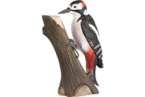‎WILDLIFEGARDEN WILDLIFEGARDEN Wildlife Garden WG451 DecoBird Buntspecht - Handgeschnitzter Dekorative Vogel aus Holz - Große Europäische Vögel
