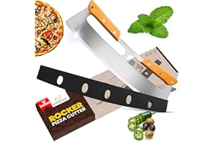 Sefinsecimi Rocker Pizza Cutter with Protective Cover – Stainless Steel Pizza Slicer for Effortless Cutting – Dual Wooden Handles for Safe & Precise Slicing – Ideal for Home & Professional Use