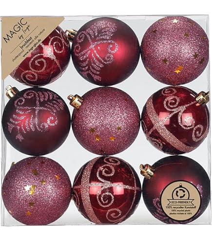 Décoration de Noël en plastique - Lot de 4 boules de Noël