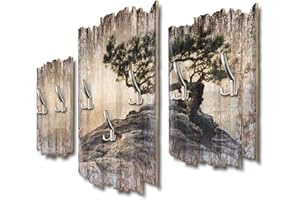 ‎KREATIVE FEDER Kreative Feder Einsamer Baum Designer Wandgarderobe Flurgarderobe Wandpaneele 95 x 60 cm aus MDF DTGH052