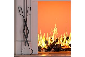 Kingson Arc Design Fireplace Tongs – 66cm Firewood Log Grabber for Indoor Fireplace, Outdoor Fire Pit, and Campfire – Black