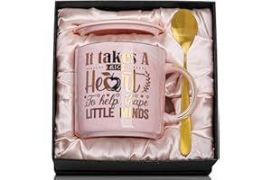 Doublewhale Teacher Gifts for Women, Thank You Teacher Gifts, 14oz Pink Marble Ceramic Coffee Mug Printed with Gold, Teacher Appreciation Gifts with Lid, Spoon, Greeting Card, Beautiful Gift Boxed