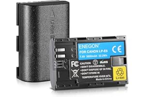 ENEGON 2X LP-E6 LP-E6N Batterie 3000mAh Li-ION Compatible avec Les appareils Photo numériques EOS 5D Mark II, DS Mark III, 5D Mark IV, 5DS, 5DS R, 6D, 7D, 7D Mark II, 7D Mark III, 80D, 70D, 60D
