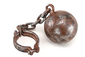 BRISTOL NOVELTY Jumbo Plastic Ball & Chain - 1 Pc, Realistic Design Costume Accessory, Perfect for Halloween, Pirate Themed Parties & More, Grey, Brown Halloween Halloween