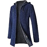 Yukirtiq Cardigan in Maglia da Uomo Maglione Cardigan Lungo con Cerniera Giacca Uomo in Maglia con Cappuccio Manica-Lunga Inv