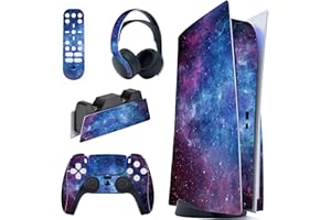 PlayVital Skin für ps5 Konsole Regular Edition,Aufkleber Vinyl-Skin Stickers Schutzfolie Folie für PS5 Konsole,Controller,Ladestation, Headset,Medienfernbedienung-Magischer Himmel