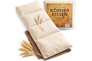 ‎STRAUSS HOME Strauss Home® Körnerkissen groß – Mikrowellengeeignetes Wärmekissen gegen Verspannungen in Nacken, Schultern und Rücken – natürliche Weizenkörner – 20x50 cm