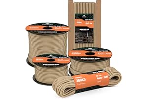 Kamu Synber 550 Paracorde 4mm 10m Type III 7 Brins Corde en Nylon Parachute Corde pour Bracelet, Camping, Survie, Bricolage | Supporte 250kg | Tannée