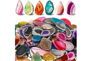 Junkin 100 Pieces Geode Agate Slice Crystals Bulk Polished Geodes Stones Agate Light Table Slices Crystals Healing Irregular Agate Pendants Gemstones for DIY Jewelry Making Home Decor