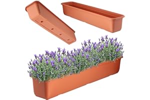 KADAX Jardinière de balcon en plastique de haute qualité, pour intérieur et extérieur, pour balcon, terrasse, rebord de fenêtre (80 cm, terre cuite)