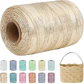 Uiopa Metallic Yarn for Crochet, Macrame Yarn 1mm x 550m, Shiny Polyester Crochet Threads for Crochet Bag, Baskets, Decoratio