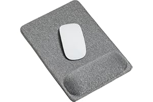 SenseAGE Mouse Mat with Wrist Support, Large Mouse Pad, Non-Slip Leather Base, Smooth Surface, Precise Sliding and Pain Relief, Compatible with Laser and Optical Mice, 270L x 185W mm, Grey
