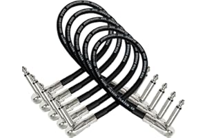 WORLDS BEST CABLES Van Damme Pro Grade Classic XKE, 5 cavi patch, 40 cm, flessibili, schermati, per effetti con chitarra e basso, cavi patch per pedaliera, a basso profilo, con connettori TS ad angolo pancake da 6,35 mm