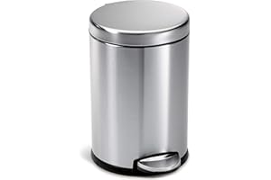 simplehuman CW1852CB 4,5 l okrągły kosz z pedałem, szczotkowana stal nierdzewna, szer. 19,3 cm x wys. 29,0 cm x gł. 25,4 cm