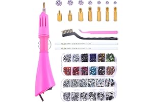 BLINGINBOX Hotfix Applicator Tool 2 Boxes of 4000 pcs Rhinestone with Flat Back Gems Round Hotfix Rhinestone for Clothes and Shoes