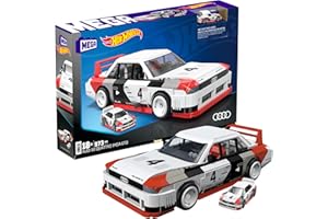 MEGA BRANDS Mega Hot Wheels Audi 90 Quattro IMSA GTO Jouet de Construction Automobile avec 973 pièces et modèle Miniature en métal, Coffret à Construire et à Exposer pour Les collectionneurs, Rouge, HRY20