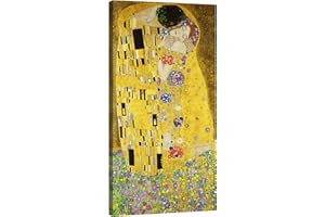 canvashop Quadri moderni Klimt il bacio 60X30 cm Stampe da parete Quadro verticale su tela canvas soggiorno