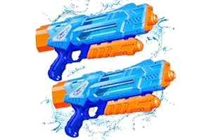 QUANQUER Pistola de Agua para Niños Adultos, 2 Pack Pistolas Soakers de Agua con 1200ML de Alta Capacidad de hasta 10-11m De Larga Distancia Pistola de Potente Chorro de Agua para Piscina Playa Verano Juego