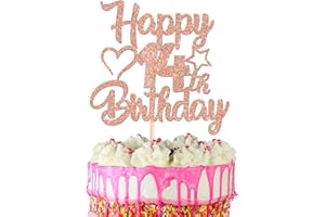 SYKYCTCY 1 Pack Happy 14th Birthday Cake Topper Glitter Heart Star 14 Fabulous Cake Pick Birthday Sign Cake Decorations for 14th Birthday Theme Party Supplies Rosegold