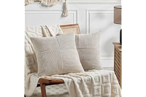 FDTERN Set di 2 Boho Federe de Cuscini per Divano 50x50 in Velluto a Coste，Moderno Morbido Motivo a Croce Decorativa Copricuscini per Divano Camera da Letto,Taupe