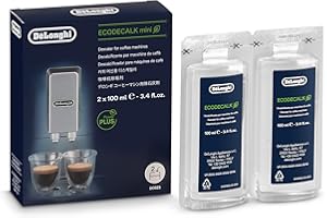 De'Longhi EcoDecalk Mini Descaler DLSC200, 2 Decalcification Doses, Coffee Machine Descaler, Coffee Machine Maintenance Accessory, Plant-Based Ingredients, 2x100ml, White