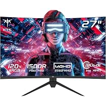 KTC 27 Inch QHD Curved Gaming Monitor, 2K@180Hz 1440P Monitor with