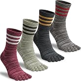 QUPOLPOL Calcetines de 5 Dedos Hombre, Retro, 4 Pares | Running y uso diario, dedos separados para ayudar a reducir el roce,