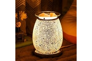 Makimoo Stunning Electric Wax Melt Burners, Oil Burner, Wax Warmer, Night Light Oil Lamp for Home Decoration (Silver Mosaic)
