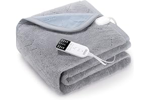 H2 Life Electric Heating Pad, Heat Blanket, Car Shutoff, Double 180 x 150 cm, 4 Heat Settings, Waterproof Safety Electric Protection, Energy Efficient, Auto-Off Timer Bed Heat Blanket, CE RoHS