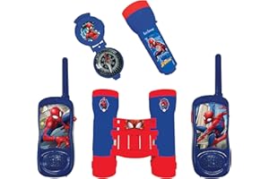 Lexibook, Spider-Man, Zestaw Poszukiwaczy Przygód dla Dzieci, Krótkofalówki, 120 M, Lornetka, Kompas, Latarka, Niebieski, Czerwony, RPTW12SP