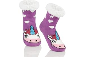 Durio Kindersocken für Jungen und Mädchen Tiersocken Flauschige Thermosocken Bodensocken Kuschelsocken Warme Haussocken Kinder 6-14 Jahre