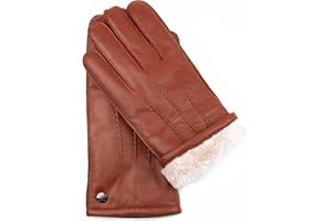 Hand Gewand by Weikert Exklusive Lederhandschuhe aus Lammnappa gefüttert mit 100% Merino Lammfell, schwarz, Lammfellhandschuhe Herren, warm