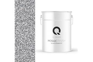 Q-COVER Intonaco mosaico 12,5 Kg Grigio M23 | per interni ed esterni | pronto all’uso per facciate e zoccolature | resistente e decorativo