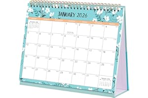 ARTFAN 2026 Desk Calendar - Desk Calendar 2026 with Thick Paper, January 2026 - December 2026, 25.5 x 20.5 x 8 cm, Twin-Wire Binding, Green