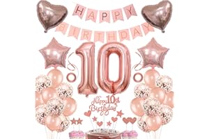 JRZYHI Deko Rosegold Geburtstag Tortendeko für 10-jähriges Mädchen Geschenk Ballon
