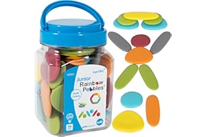 edx education Junior Rainbow Pebbles - Mini Jar - Earth Colors - Sorting and Stacking Stones - Math Manipulative - For Ages 18M+