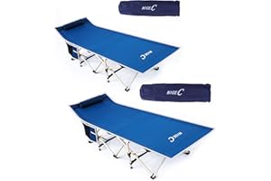 Nice C Camp Beds, Folding Camping Bed, Camp Beds for Adults, Camping Bed, with Pillow, Carry Bag & Storage Pocket, Heavy Duty Up to 500 Lbs (Two Navy)