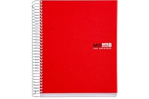 MIQUELRIUS Basicos MR 43003 - Quaderno A5, 200 Fogli di 8 Colori, Orizzontale, in Polipropilene, Rosso