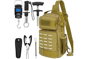‎THKFISH THKFISH 7 Stück Angeltaschen Set, Tactical Angeln Tragetasche mit Angelzange Tackle Kits, Fischhaken Entferner Tools, Fisch Zange mit Scheide und Werkzeug Lanyards, Digital Fishing Gewicht Skala