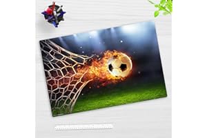 COVERYOURDESK WWW.COVER-YOUR-DESK.DE Sous-main effaçable pour enfants - Ballon de football flamboyant avec queue de feu - 60 x 40 cm - En vinyle de qualité supérieure - Fabriqué en Allemagne