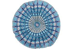 Yhenlovtt Farbenfroher Vintage-Kantha-Kissenbezug, rund, dekorativer Boden-Sitz-Kissenbezug, dekoratives Muster, bedruckt, doppelseitiger Kissenbezug, mit seitlichem Verschluss, für Zuhause, Hotel