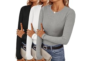 EKOUAER Ekoauer 3pcs Haut Thermique Femme Manches Longues Chaud T-Shirt Col Rond Maillot de Corps Hiver, S-XXL