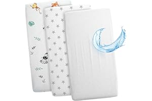 TOTSY BABY Lenzuola con angoli per passeggino Set di 3: 60x120 cm - 2 lenzuola + 1 coprimaterasso impermeabile - Accessori per lettino per culla co-sleeping carrozzina 60 x 120