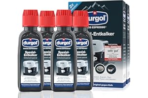‎DURGOL durgol swiss espresso Spezial-Entkalker – Kalkentferner für Kaffeemaschinen aller Typen und Arten – Einfache Reinigung ohne Einwirkzeit & Rückstände – Deutsche Version – 4x125ml